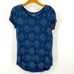 Luxe Womens T-Shirt Size Small Blue Scoop Neck B25‎